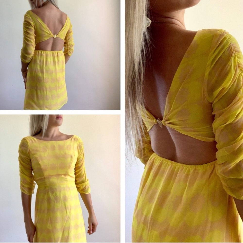 Eskell Vintage Retro 70’s Mini Dress Yellow Sz XS